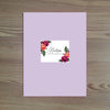 Petals folder sticker shown in black on Plum pocket folder