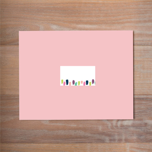 Paint Strokes mailing label shown on presentation envelope (not included in price but available as an add-on to your purchase)
