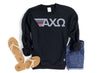Cloud Alpha Chi Omega Black Retro Stripes Sorority Sweatshirt
