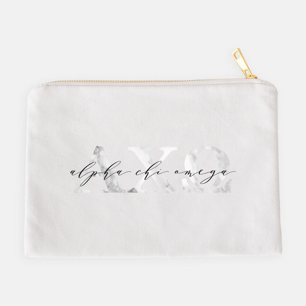 Alpha Chi Omega Marble Cosmetic Bag