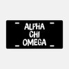 Alpha Chi Omega Black & White Brush Stroke Sorority License Plate