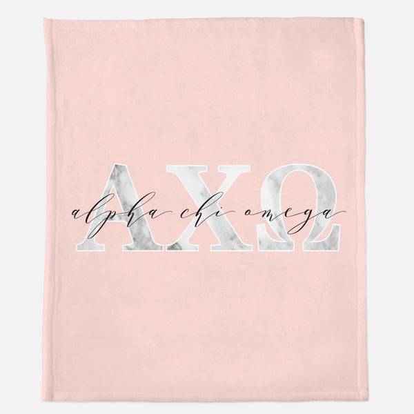 Alpha Chi Omega Marble & Blush Sorority Blanket