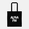 Alpha Phi Black and White Greek Tote
