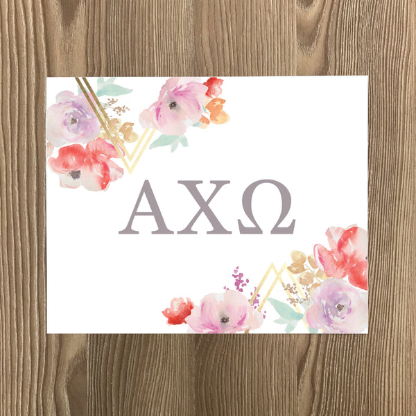 Alpha Chi Omega Geometric Bouquet Art Print