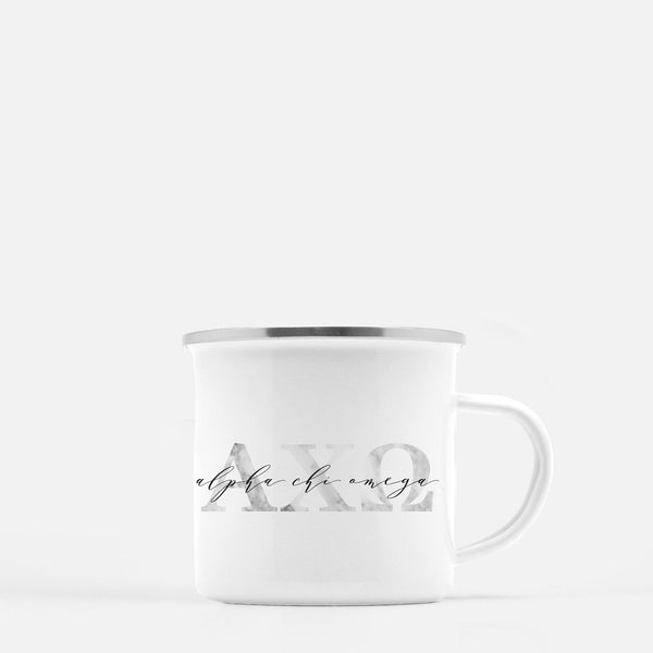 Alpha Chi Omega Metal Sorority Camp Mug