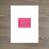 Big Name folder sticker shown in Peony on White pocket folder