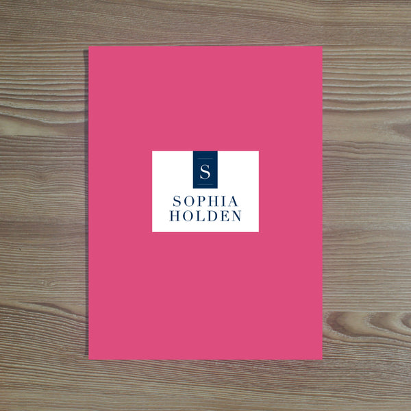 Chic Initial folder sticker shown in Night on Peony pocket folder