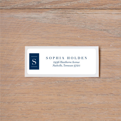Chic Initial return (home) address label shown in Night