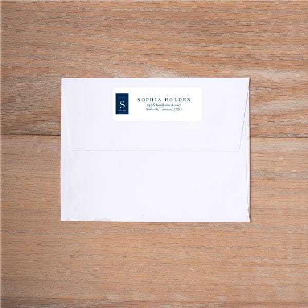Chic Initial return (home) address label shown in Night