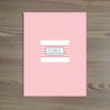 Confetti Stripes Personalized Folder Stickers shown in Night & Flamingo