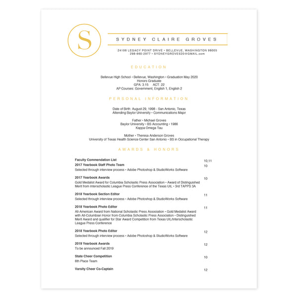 Multi-page resume (1st page) template