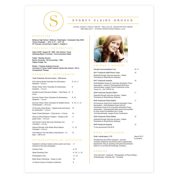 Single-page resume template