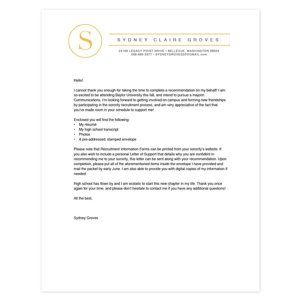 Cover letter template