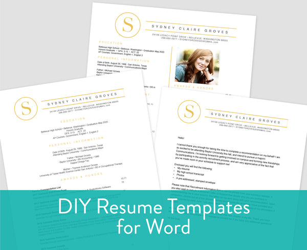 Simply Modern Initial Microsoft Word Resume Templates