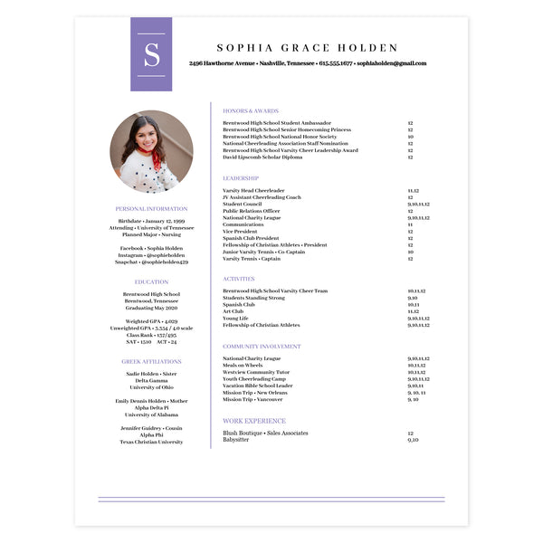Multi-page resume (1st page) template