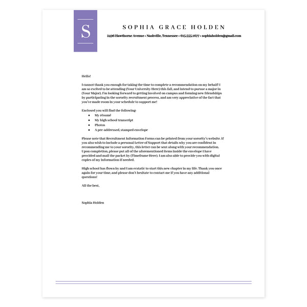 Cover letter template