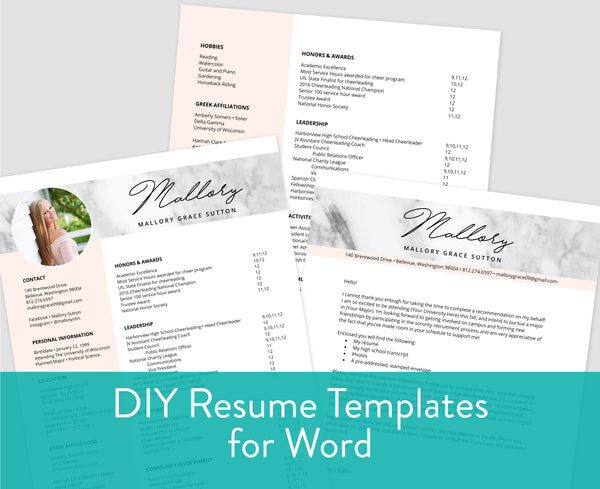 Marble Blush Word Templates