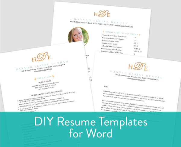 Sweet Monogram Microsoft Word Resume Templates