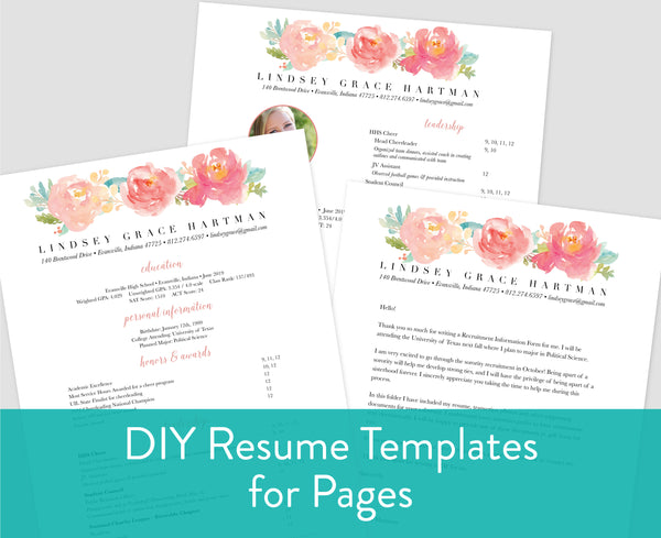 Peony Garden Pages for Mac Resume Templates