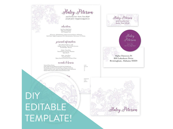 Digital DIY Delicate Lace sorority packet