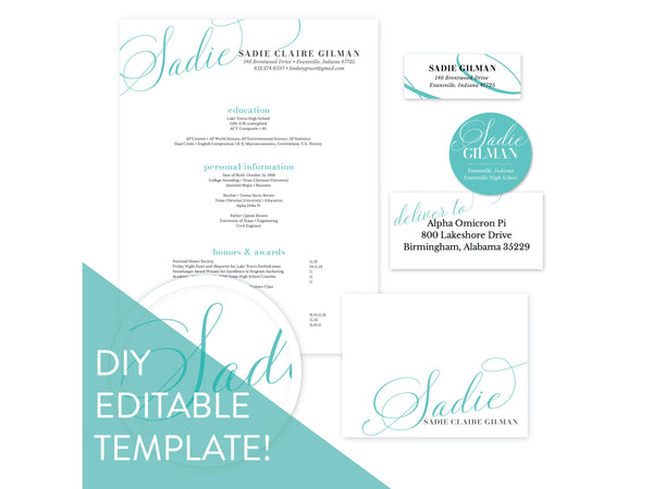 Digital DIY Elegant Script sorority packet