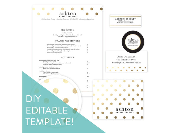 Digital DIY Golden Dots sorority packet