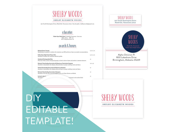 Digital DIY Simply Preppy sorority packet