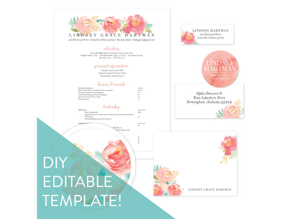 Digital DIY Peony Garden sorority packet