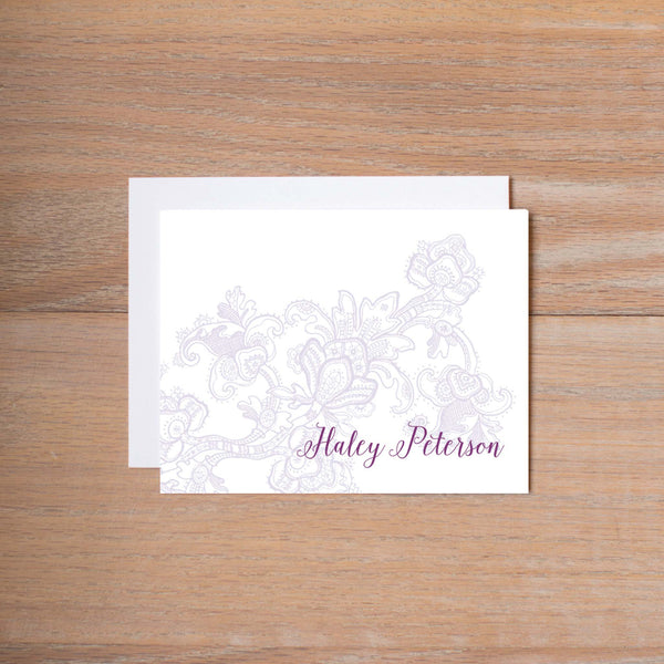 Delicate Lace personal note card (if you choose to print with us, you will also receive envelopes with your note cards)