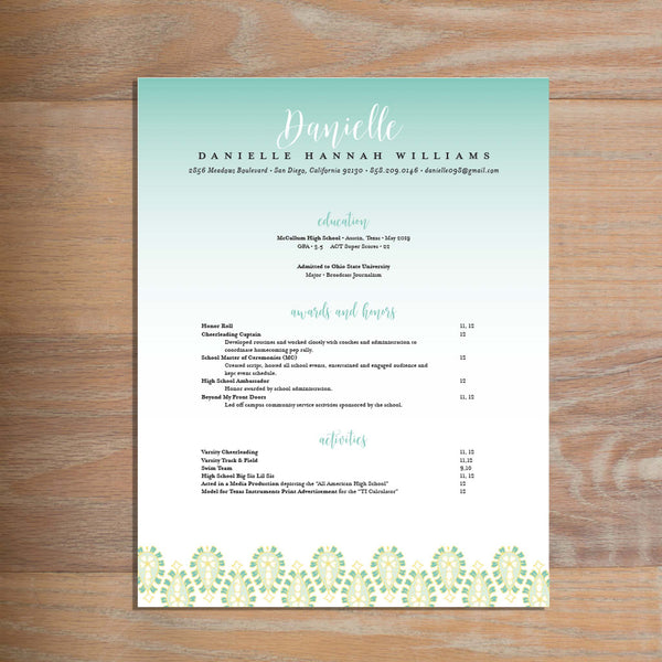 Fresh Paisley resume shown with full formatting