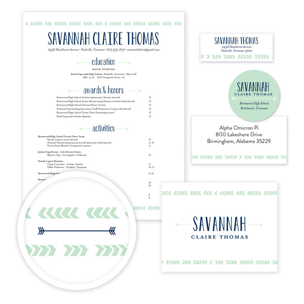 Boho Chic Sorority Packet shown in Green Tea & Night