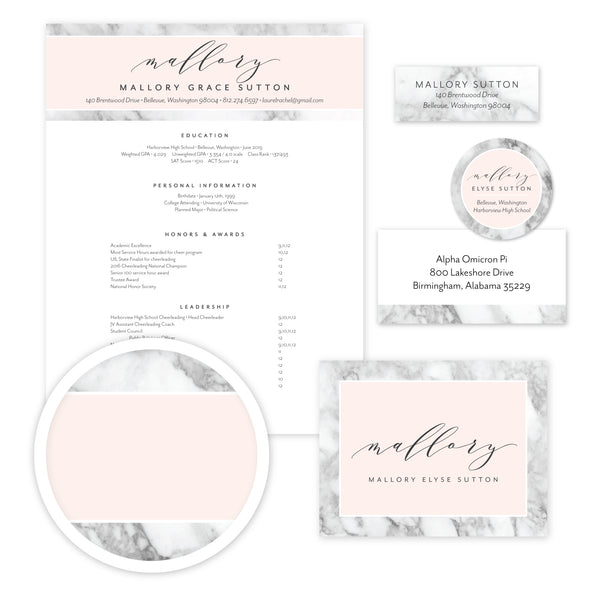 Marble Blush sorority packet