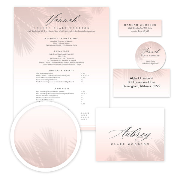 Palm Shadows Complete Sorority Packet