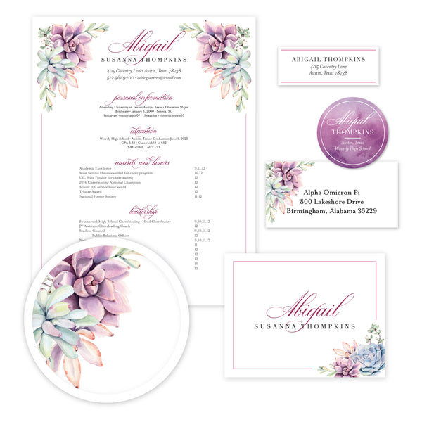 Soft Succulents Sorority Packet