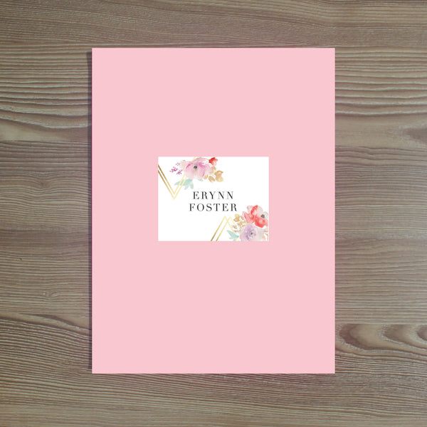 Geometric Bouquet Personalized Folder Stickers