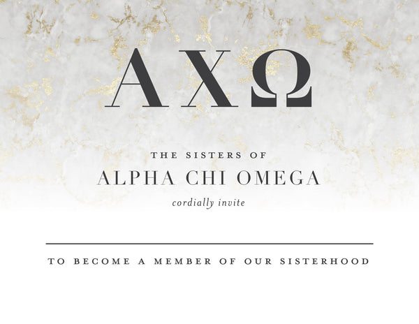 Alpha Chi Omega Golden Marble Bid Card