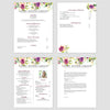 From top left (clockwise) 1st page of multi-page resume, 2nd page of multi-page resume, Single-page resume, Cover letter