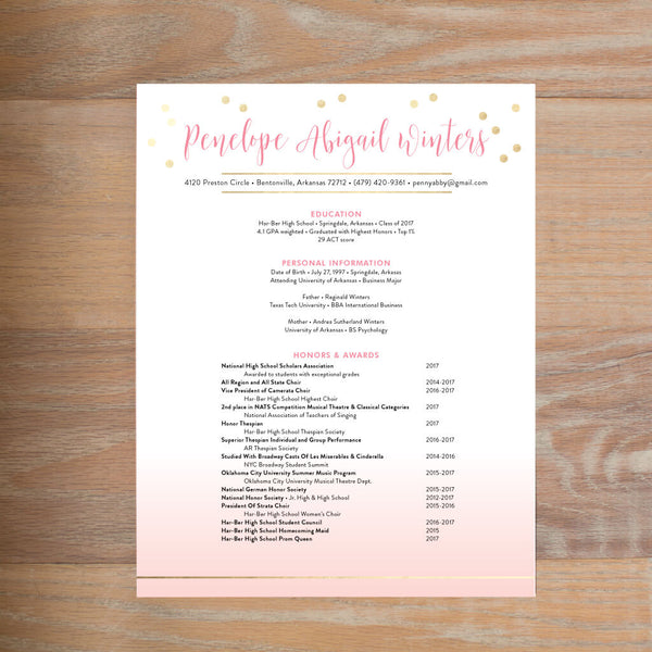 Gradient Confetti Fully Formatted Resume