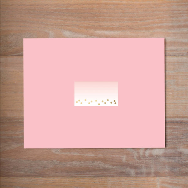 Gradient Confetti mailing label shown on Blossom presentation envelope (not included in price but available as an add-on to your purchase)