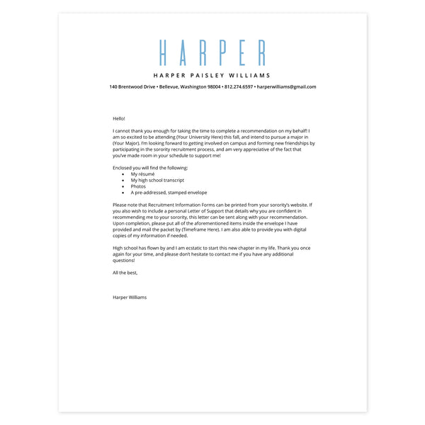Bluebell Cover letter template