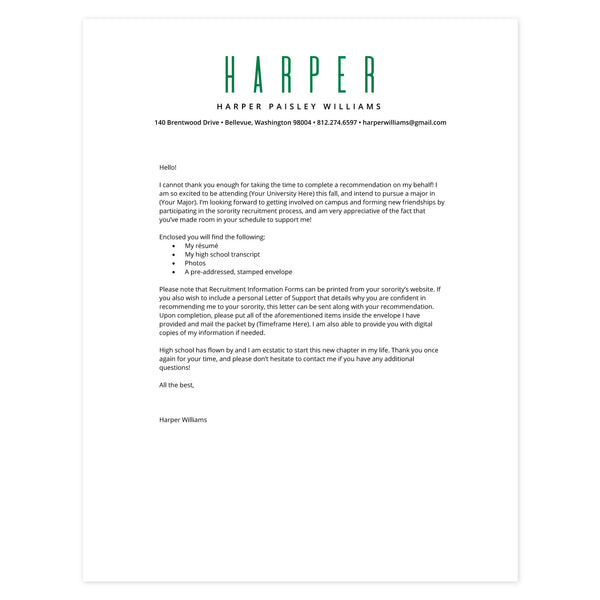 Kelly Green Cover letter template