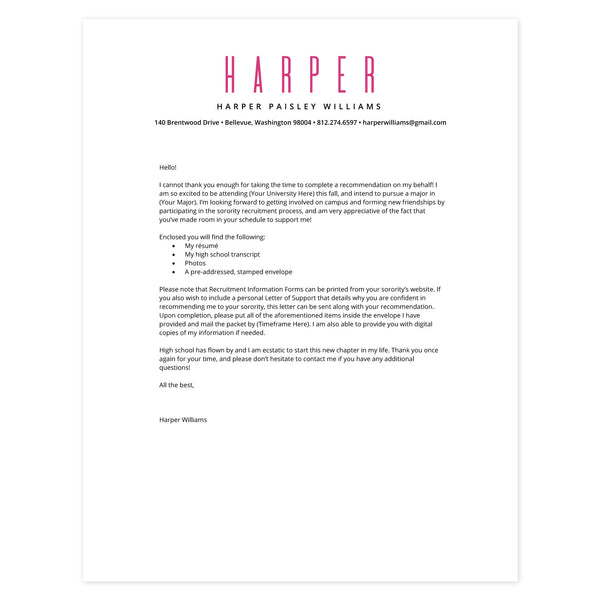Peony Cover letter template