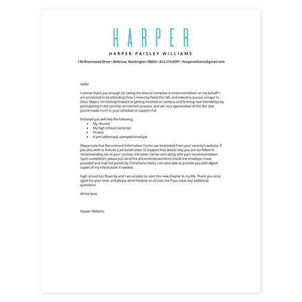 Tiffany Cover letter template