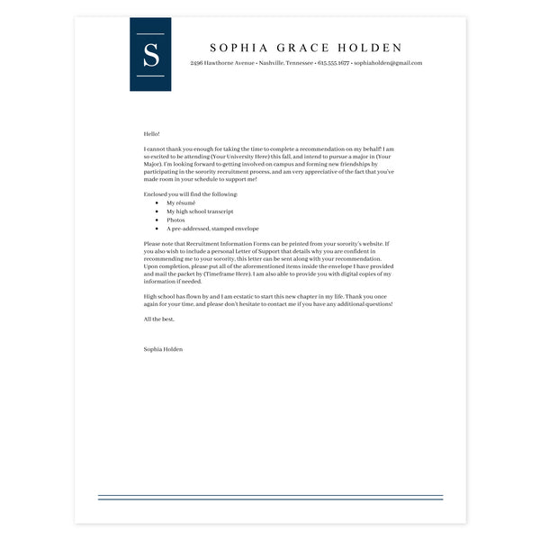 Cover letter template