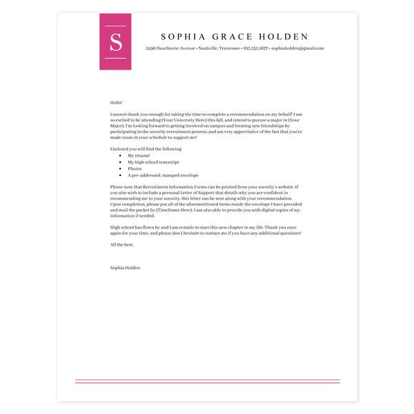 Cover letter template