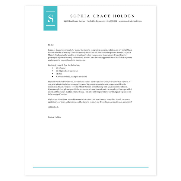 Cover letter template