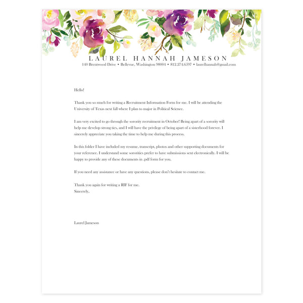 Cover letter template