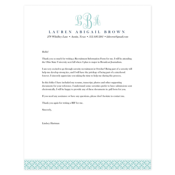 Cover letter template