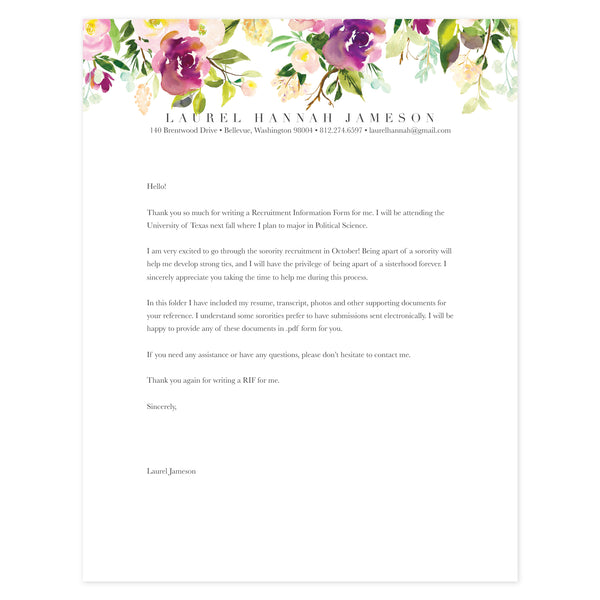 Cover letter template