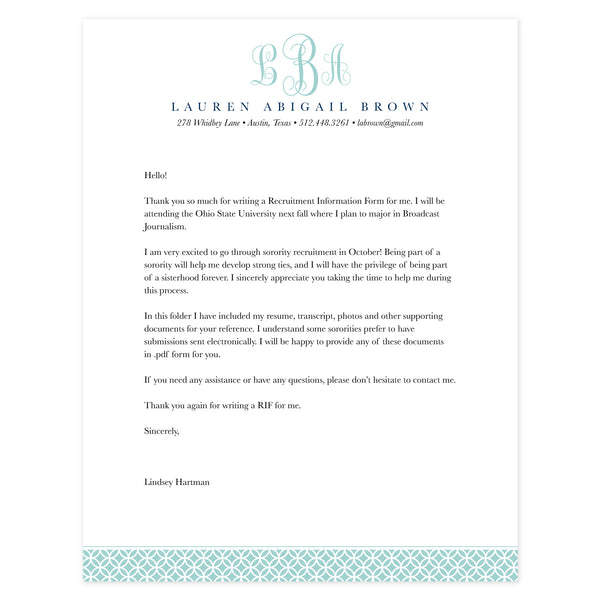 Cover letter template